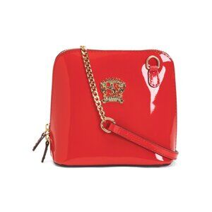 PRATESI Red Made In Italy Patent Leather Dome Shaped Crossbody